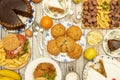 Set of typical Colombian dishes, assorted cakes and hamburgers Royalty Free Stock Photo