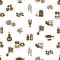 Set of typical food alergens for restaurants seamless pattern eps10