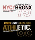 Typography NYC Bronx t-shirt graphic vector Royalty Free Stock Photo