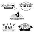 Set of typography wine bar and degustation badges