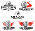 Set of Tyre Shop Logo Design Royalty Free Stock Photo