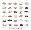 Set of ufo icon, hand drawn vector illustration Royalty Free Stock Photo