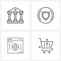Set of 4 UI Icons and symbols for account, browser, building, protected, data