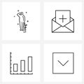 Set of 4 UI Icons and symbols for army; banking; solider; mail; arrow Royalty Free Stock Photo