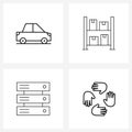 Set of 4 UI Icons and symbols for auto; computer; drive; shelf; it