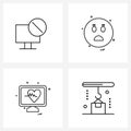 Set of 4 UI Icons and symbols for block, heart, error, emote, health
