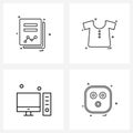 Set of 4 UI Icons and symbols for books, desk, documents, cloths, device