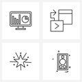 Set of 4 UI Icons and symbols for business, star, finance, server, decoration