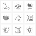 Set of 9 UI Icons and symbols for food, setting, gift, gear, pencil
