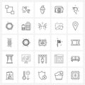 Pixel Perfect Set of 25 Vector Line Icons such as location, data, network, medicine, folder