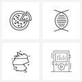 Set of 4 UI Icons and symbols for pizza, maps, meal, gene, country