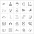 Set of 25 UI Icons and symbols for warning, file, cloths, hours, time