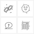 Set of 4 UI Icons and symbols for web, faq, chain, emotion, question