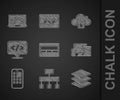 Set UI or UX design, Site map, Layers, Monitor, mobile, tablet, Mobile Apps, Front end development, Cloud computing lock Royalty Free Stock Photo