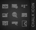 Set UI or UX design, Web development, Planning strategy concept, Site map and Front end icon. Vector Royalty Free Stock Photo