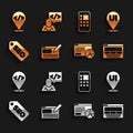 Set UI or UX design, Website statistic, SEO optimization, Mobile Apps, Front end development and icon. Vector Royalty Free Stock Photo