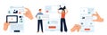 Set of UI and UX designers creating functional web interface design for websites and mobile apps. Royalty Free Stock Photo