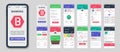 Set of UI, UX, GUI screens Banking app flat design template for mobile apps