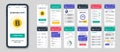 Set of UI, UX, GUI screens Banking app flat design template for mobile apps