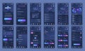 Set of UI, UX, GUI screens Cryptocurrency app flat design template for mobile apps, responsive website wireframes.