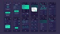 Set of UI, UX, GUI screens Cryptocurrency app flat design template for mobile apps, responsive website wireframes.