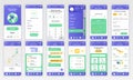 Set of UI, UX, GUI screens Delivery app flat design template for mobile apps, responsive website wireframes.