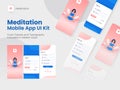 Set of UI, UX, GUI Screens Meditation Mobile App Including Sign In, Create Account and Sign Up for Responsive Royalty Free Stock Photo