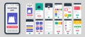Set of UI, UX, GUI screens Shopping app flat design template for mobile apps