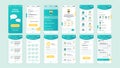 Set of UI, UX, GUI screens Social Network app flat design template for mobile apps, responsive website wireframes. Web design UI