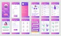 Set of UI, UX, GUI screens Social Network app flat design template for mobile apps, responsive website wireframes.