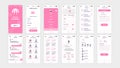 Set of UI, UX, GUI screens Social Network app flat design template for mobile apps, responsive website wireframes. Royalty Free Stock Photo