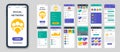 Set of UI, UX, GUI screens Social Network app flat design template for mobile apps