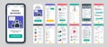 Set of UI, UX, GUI screens Social Network app flat design template for mobile apps