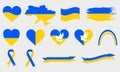 Set of Ukrainian symbols. Vector emblems on an transparent background. Ukraine concept icon set. Save from Russia stickers for