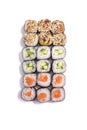 Unagi Roru, Kappa maki, Syake Roru rolls on white background