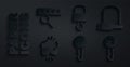 Set Undefined key, Bicycle lock, Broken or cracked, Wrong, Lock and and Password protection icon. Vector