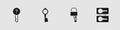Set Undefined key, Old, Lock picks for lock picking and Casting keys icon. Vector