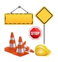 Set of Under Construction Sign Materials