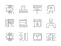 Set of underfloor heating flat line icons Royalty Free Stock Photo