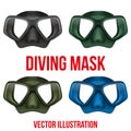 Set of Underwater diving scuba mask. Vector