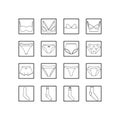 Set of underwear clothes panties, bra and socks. Colection of lingerie. Black and white vector icons.