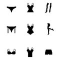 Set of underwear icons painted with squares, pixels. Vector illustration