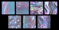 Set of unicorn holographic light tissue patterns textures