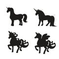 Set of unicorn horse silhouettes Royalty Free Stock Photo