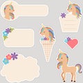 Set of unicorn stickers