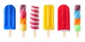 Set of unique colorful summer popsicles isolated on white Royalty Free Stock Photo