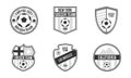 Set of 6 unique Soccer emblems. Football logos template set. Vintage Sport Team badges. Vector illustration