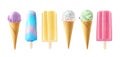 Set of unique summer popsicle and ice cream desserts isolated on a white background Royalty Free Stock Photo