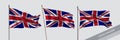 Set of United Kingdom waving flag on isolated background vector illustration Royalty Free Stock Photo
