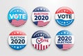 Set of 2020 United States of America presidential election button design. Voting 2020 Icon. Government, and patriotic symbolism Royalty Free Stock Photo